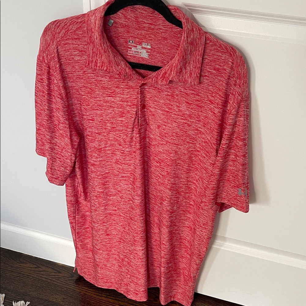 Under Armour Red Heather Golf Polo